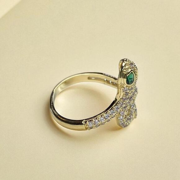 Gold Crystal Snake Ring Size 8 - Picture 4 of 7